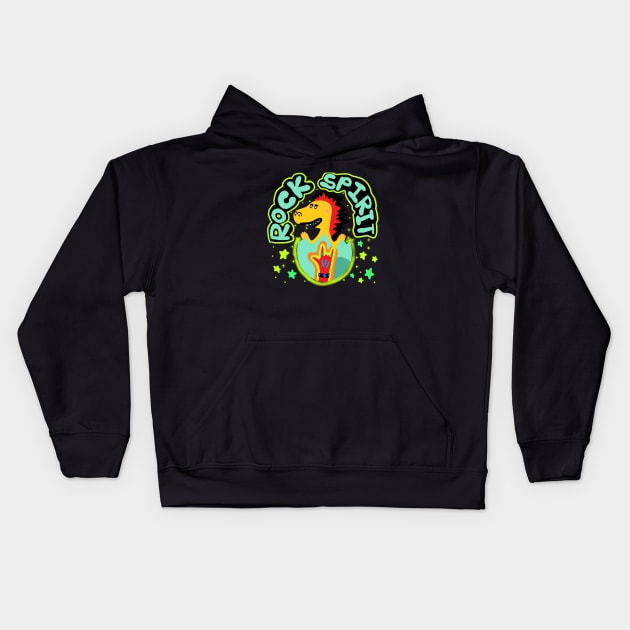 rock spirit, dinosaur Kids Hoodie by zzzozzo